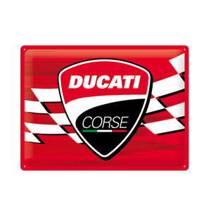 Cartello Pubblicità Ducati Corse – Logo Racing Flag 30x40cm