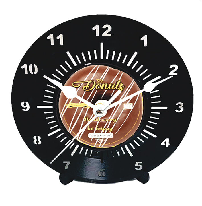 Orologio da tavolo con veri dischi in vinile Donuts