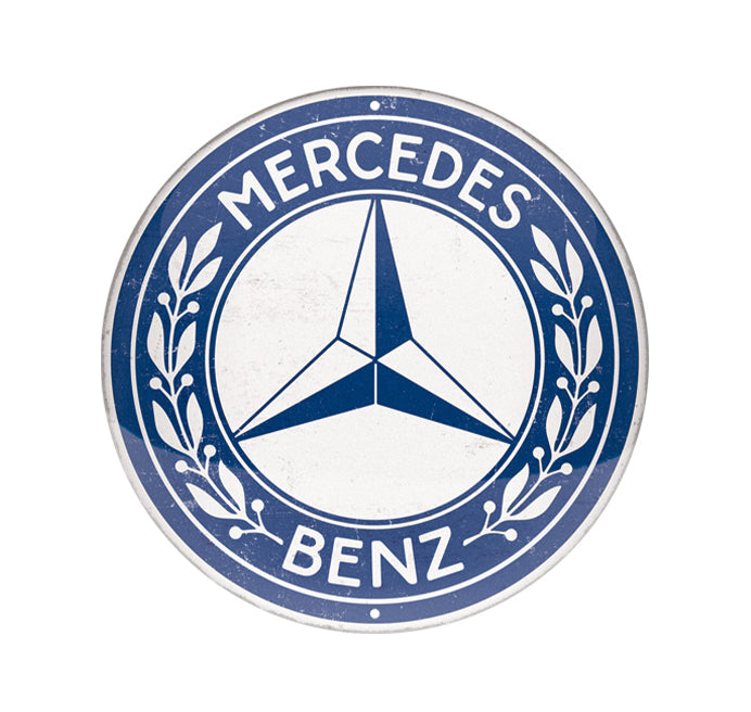 Cartello Vintage Mercedes-Benz - Logo 35cm in metallo con 2 fori