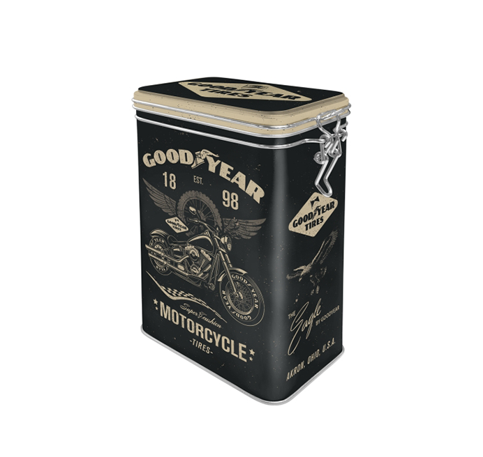 Scatola Vintage Goodyear Motorcycle con Chiusura ermetica