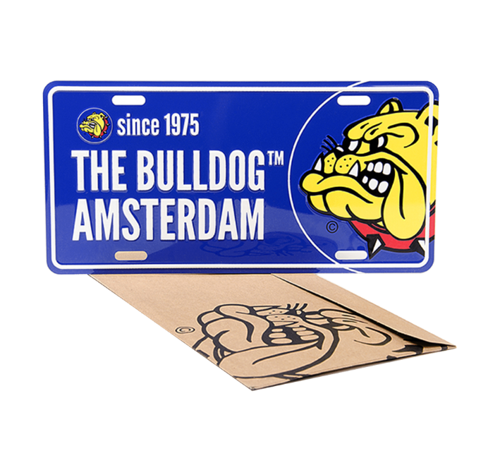 Targa The bulldog originale in metallo Amsterdam vari colori 15x30cm